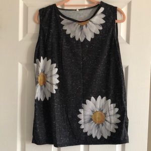 Black floral tank top